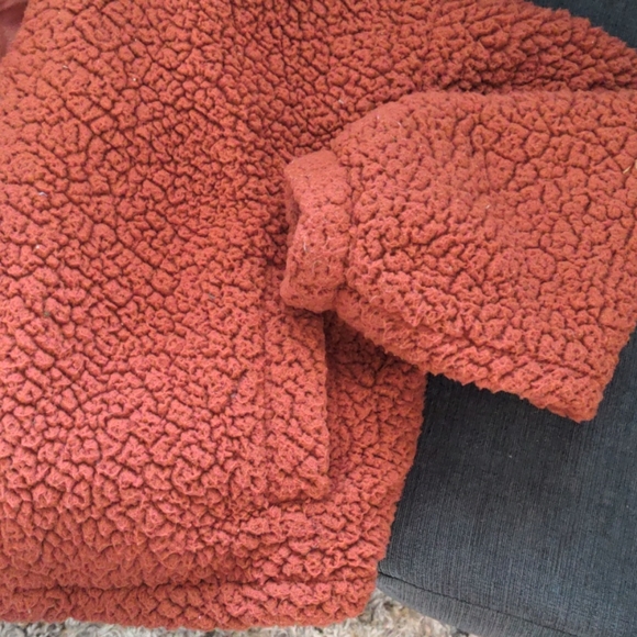 Soft faux shearling jacket in orange - Picture 3 of 4